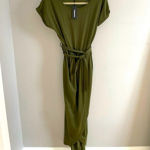NWT Forest Green Maxi Wrap Dress